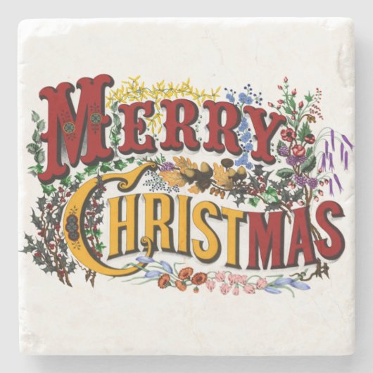 Frohe Weihnachts-Untersetzer Steinuntersetzer (Vorderseite)