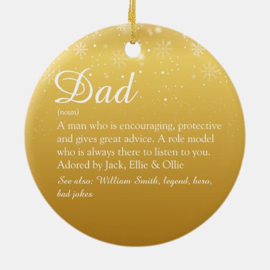 Frohe Weihnachts-Vater Daddy Pater Definition Gold Keramik Ornament (Hinten)