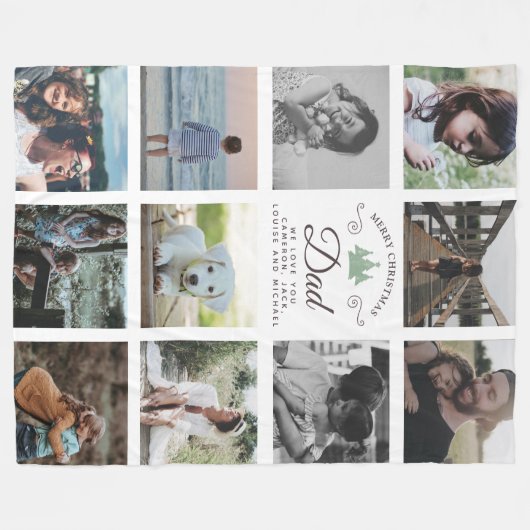 Frohe Weihnachts-Vater Moderne Familienfoto Collag Fleecedecke (Vorderseite (Horizontal))