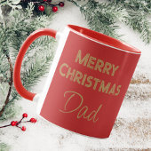Frohe Weihnachts-Vater Rot und Gold-Script Tasse