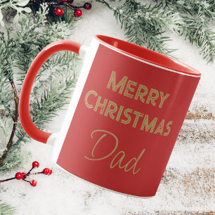 Frohe Weihnachts-Vater Rot und Gold-Script Tasse