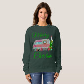 Frohe Weihnachts-Vintag-Camper-Anhänger Sweatshirt (Vorne ganz)