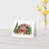 Frohe Weihnachts-Vintag-Camper im Wald Karte (Gelbe Blume)