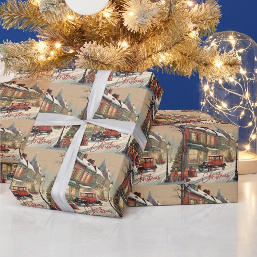 Frohe Weihnachts-Vintag-Stadträte Geschenkpapier (Feiertage)