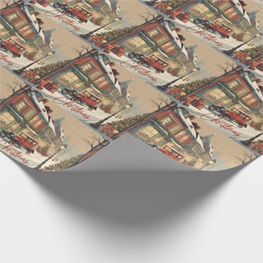 Frohe Weihnachts-Vintag-Stadträte Geschenkpapier (Ecke)