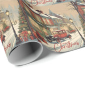 Frohe Weihnachts-Vintag-Stadträte Geschenkpapier (Rolleneckpunkt)