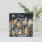 Frohe Weihnachts Vintag Village Familienname Karte (Stehend Vorderseite)