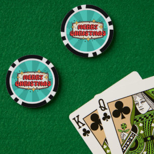 Frohe Weihnachts Vintage Grußtypografie Pokerchips