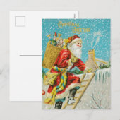 Frohe Weihnachts-Vintage Kunst Feiertagspostkarte (Vorne/Hinten)
