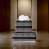 Frohe Weihnachts Vintage Noten Grau Black Geschenkpapier