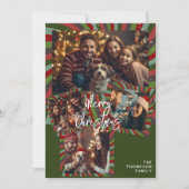 Frohe Weihnachts Vintage Streifen benutzerdefinier Feiertagskarte (Vorderseite)