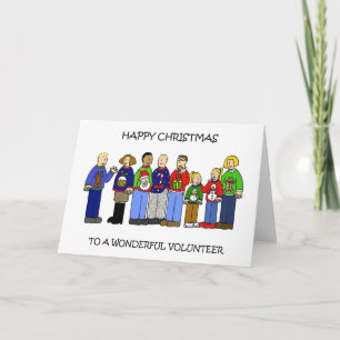 Frohe Weihnachts-Volunteer Cartoon Group Karte