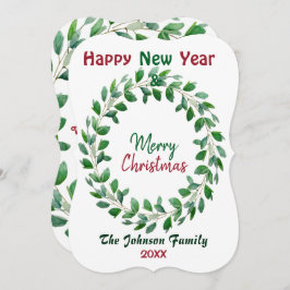 Frohe Weihnachts Wasserfarbe Neujahr Grüner Kranz