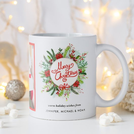 Frohe Weihnachts Wasserfarbe Poinsettia Wreath Fot Kaffeetasse