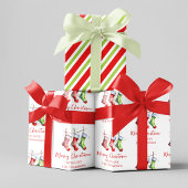 Frohe Weihnachts Wasserfarbe Strümpfe Custom Geschenkpapier Set
