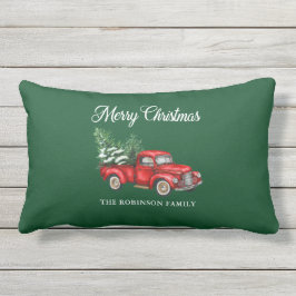Frohe Weihnachts Wasserfarbe Vintag Red Truck Porc Kissen Für Draußen
