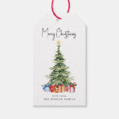 Frohe Weihnachts Wasserfarbe Weihnachtsbaum-Karte Geschenkanhänger (Vorderseite)