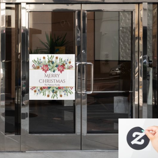 Frohe Weihnachts Wasserfarbe Winter Blume Name Fensteraufkleber (Büro Tür)