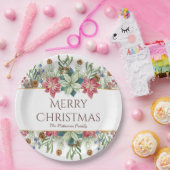 Frohe Weihnachts Wasserfarbe Winter Blume Name Pappteller (Party)