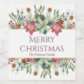Frohe Weihnachts Wasserfarbe Winter Blume Name Weinetikett (Einzelnes Label)
