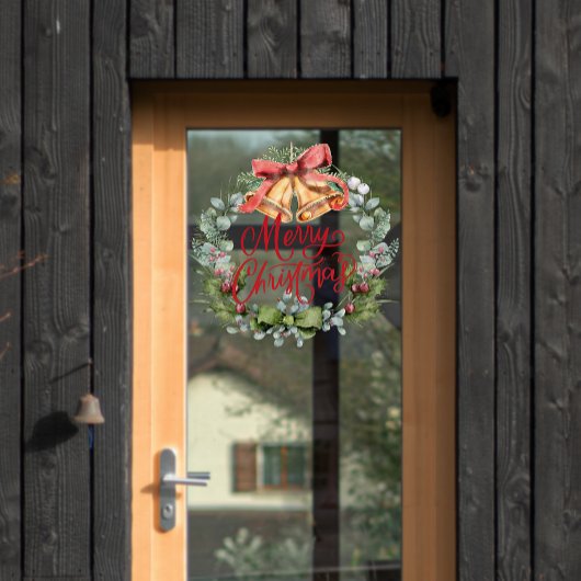 Frohe Weihnachts Wasserfarben Blume Wreath Shop Fensteraufkleber