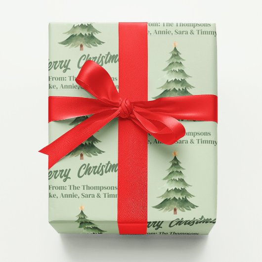 Frohe Weihnachts Wasserfarbenbaum Custom Geschenkpapier Set