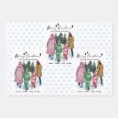 Frohe Weihnachts Wasserfarbenfamilie von 4 Custom Geschenkpapier Set (Vorderseite)