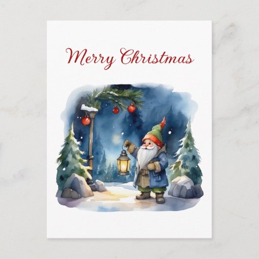 Frohe Weihnachts Wasserfarbengenom Feiertagspostkarte (Vorderseite)