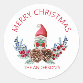 Frohe Weihnachts Wasserfarbengenom Runder Aufkleber