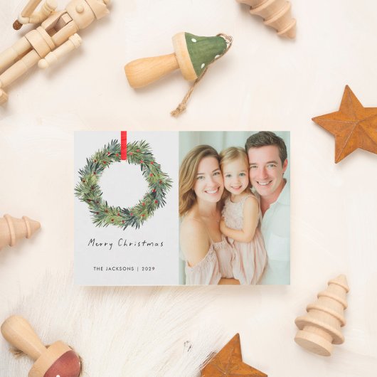 Frohe Weihnachts-Wasserfarbenkranz Feiertagskarte