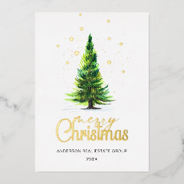 Frohe Weihnachts Watercolor Company Gruß Gold Folien Feiertagskarte