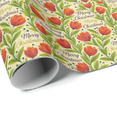 Frohe Weihnachts Watercolor Florals Wrapping Paper Geschenkpapier (Rolleneckpunkt)