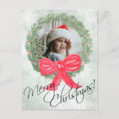 Frohe Weihnachts-Watercolor-Foto Feiertagspostkarte (Vorderseite)