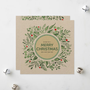 Frohe Weihnachts Watercolor Wreath Holiday Card Feiertagskarte