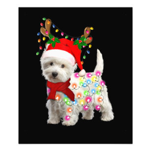 Frohe Weihnachts-Weihnachten-Westie-Hunde-Rentier- Fotodruck
