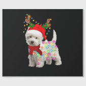 Frohe Weihnachts-Weihnachten-Westie-Hunde-Rentier- Geschenkpapier (Flach)