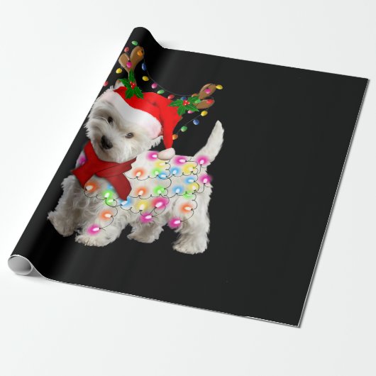 Frohe Weihnachts-Weihnachten-Westie-Hunde-Rentier- Geschenkpapier (Ungerollt)