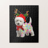 Frohe Weihnachts-Weihnachten-Westie-Hunde-Rentier- Puzzle (Vertikal)