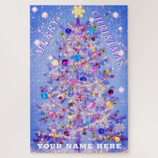 Frohe Weihnachts Weihnachtsbaum - Ihr Name Puzzle (Vertikal)