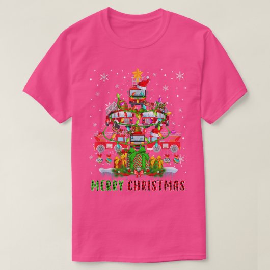 Frohe Weihnachts-Weihnachtsfeuer LKWs Xmas Tree Li T-Shirt (Design vorne)