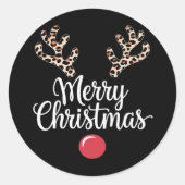 Frohe Weihnachts-Weihnachtsgeschenke für Reindeer Runder Aufkleber (Vorderseite)