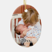 Frohe Weihnachts Weihnachtskrippen Foto / Jahr Keramik Ornament (Hinten)