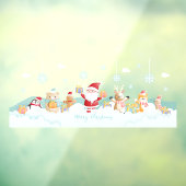 Frohe Weihnachts-Weihnachtsmann mit Helfern Fensteraufkleber (Blatt 3)