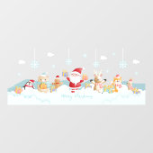 Frohe Weihnachts-Weihnachtsmann mit Helfern Fensteraufkleber (Blatt)