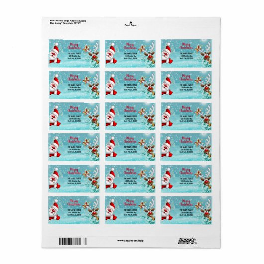 Frohe Weihnachts-Weihnachtsmann-Rücksendeadresse Adressaufkleber (Vorne)