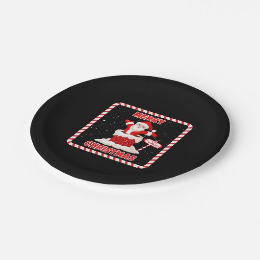 Frohe Weihnachts-Weihnachtsmann-Sammlung Teller (Schrägansicht)