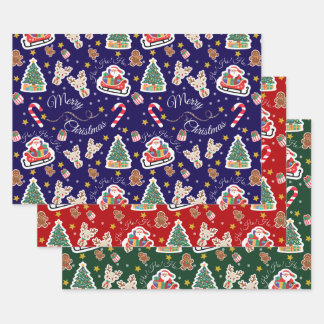 Frohe Weihnachts-Weihnachtsmann-Umschlagpapier Geschenkpapier Set