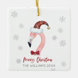 Frohe Weihnachts-Weihnachtsmannmütze Flamingo Schn Keramikornament