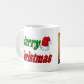 Frohe Weihnachts-Weihnachtsmannmütze Foto Typograf Kaffeetasse (Vorderseite Links)