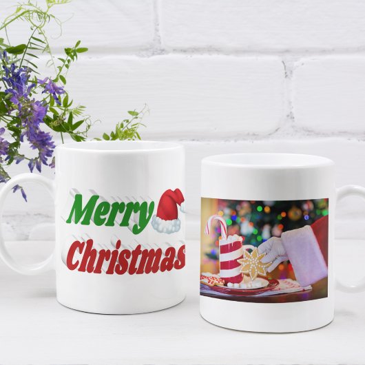 Frohe Weihnachts-Weihnachtsmannmütze Foto Typograf Kaffeetasse